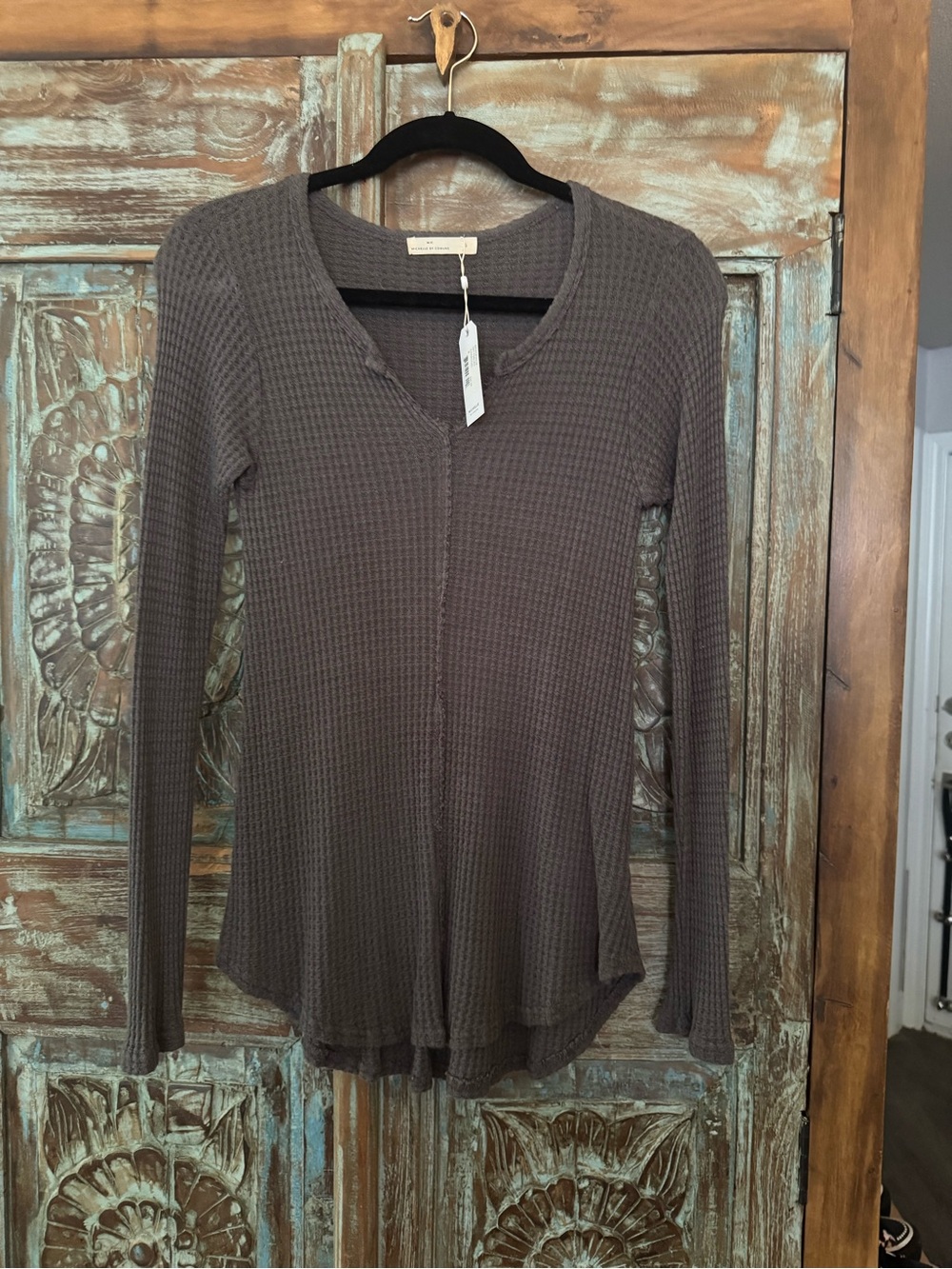 Michelle by Comune Waffle-Knit Long Sleeve Top Small